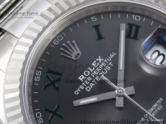 Best Edition Steel Dial Oyster Green Gray VR3235 on 126334 DateJust Roman C+F 41 Bracelet 904L SS 1:1 0223